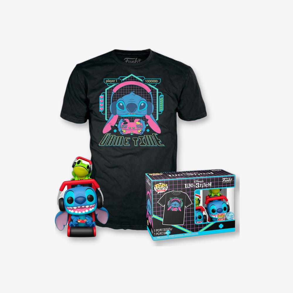 Funko Set figura POP & Tee Disney Stitch Gamer Stitch with Frog (imagen 2 de 6)