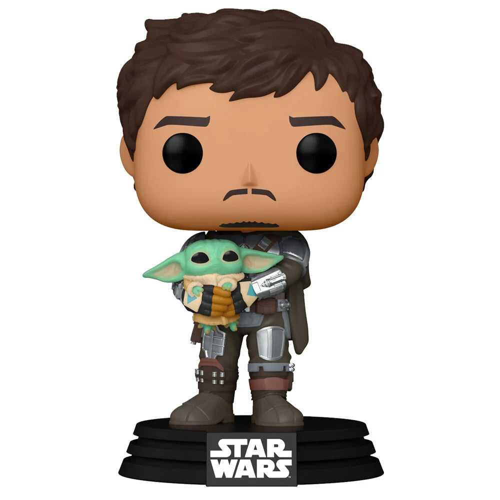 Star Wars Figura POP Mandalorian Mando Holding Child Funko