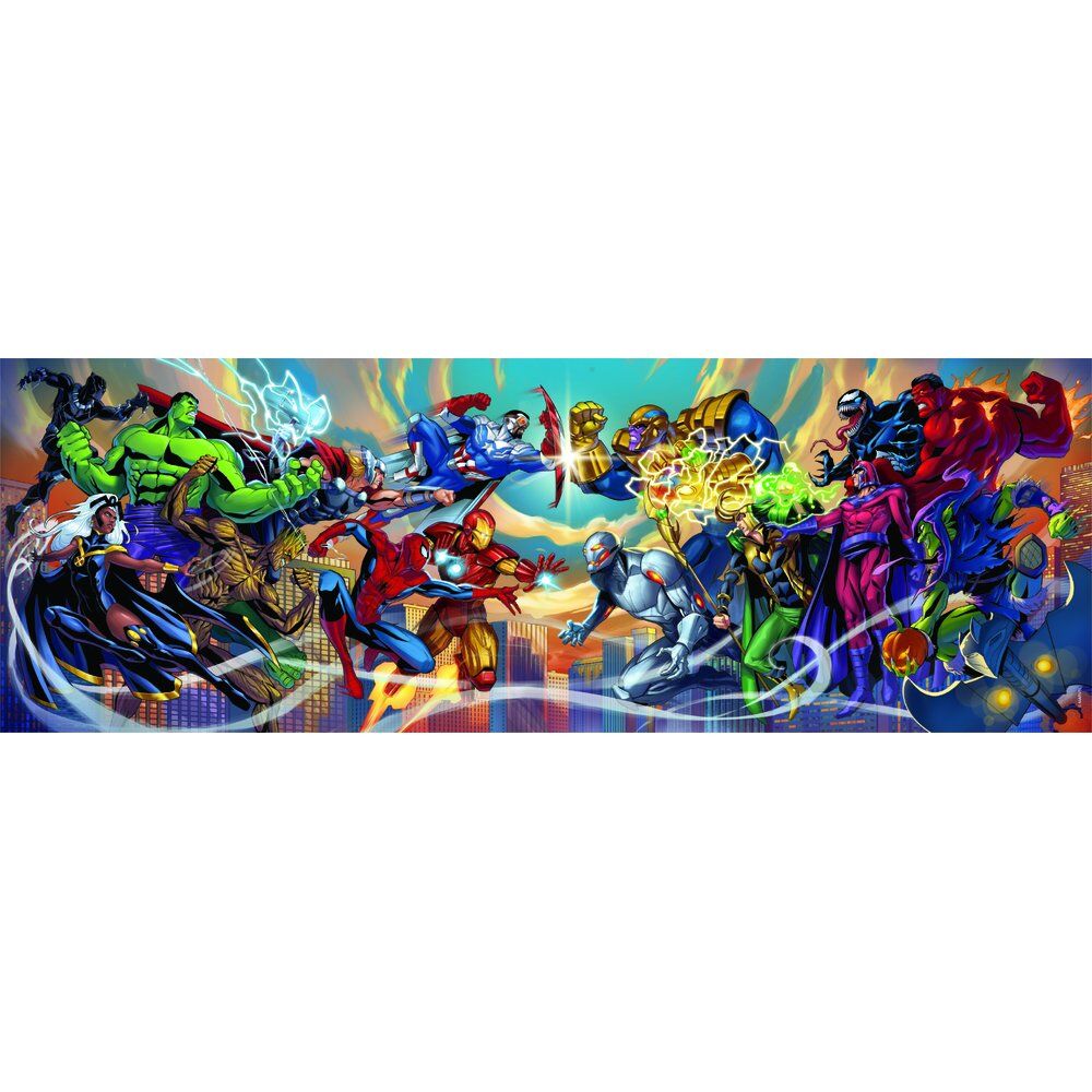 Marvel Puzzle Panorama 1000 Piezas - Héroes vs Villanos
