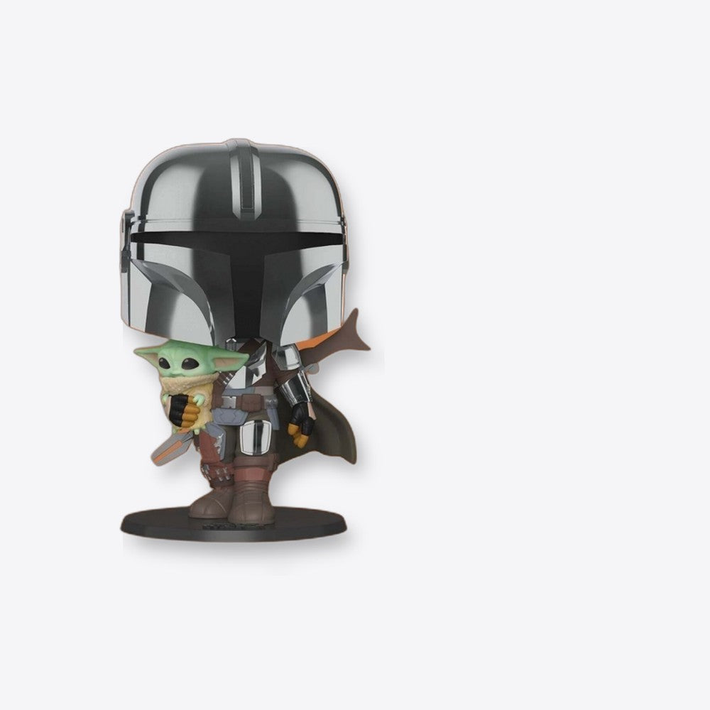 Funko pop star wars the mandalorian el mandaloriano xl version armadura cromatica con yoda en brazos 49931 (imagen 6 de 6)
