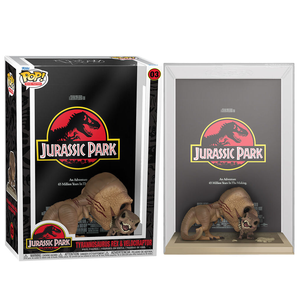Funko Figura POP Movie Poster Jurassic Park Tyrannosaurus Rex and Velociraptor (imagen 2 de 5)