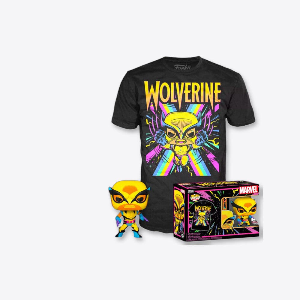 Funko Set figura POP & Tee Marvel Wolverine Black Light (imagen 4 de 6)