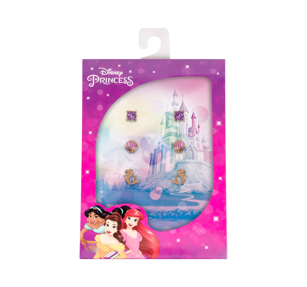[Disney La Sirenita] Set 3 Pares Pendientes Ariel Oficial