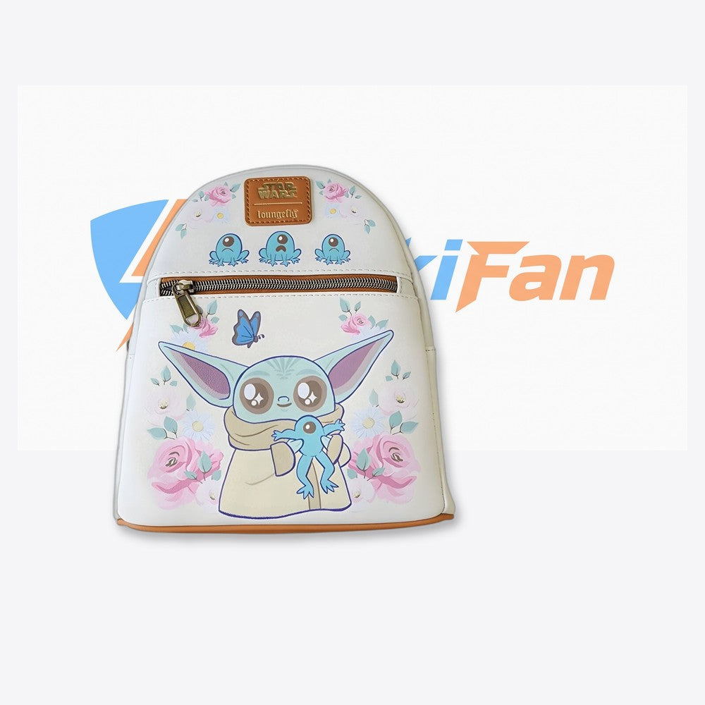 Lf | Lounfefly Mochila Lucas Grogu With Frogs Brown Trim Star Wars Loungefly 26cm (imagen 6 de 6)