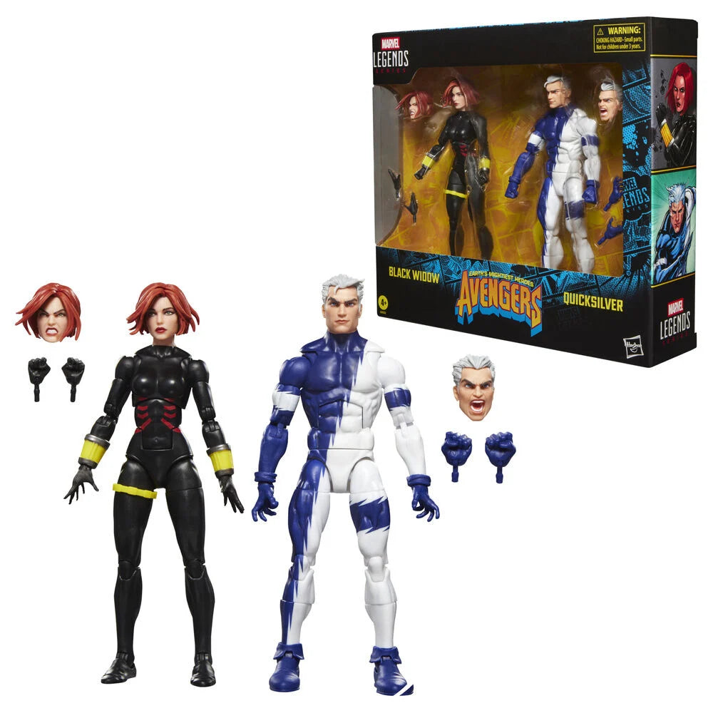 Marvel Set 2 Figuras Black Widow Quicksilver Los Vengadores 15cm
