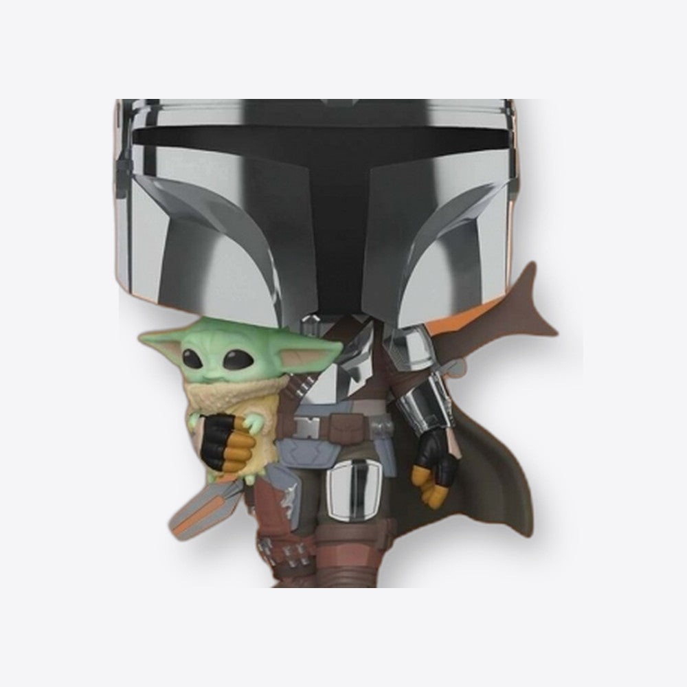Funko pop star wars the mandalorian el mandaloriano xl version armadura cromatica con yoda en brazos 49931 (imagen 5 de 6)