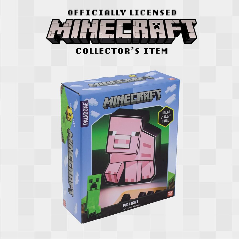 Lámpara Box Cerdo Minecraft Pixel Art Oficial