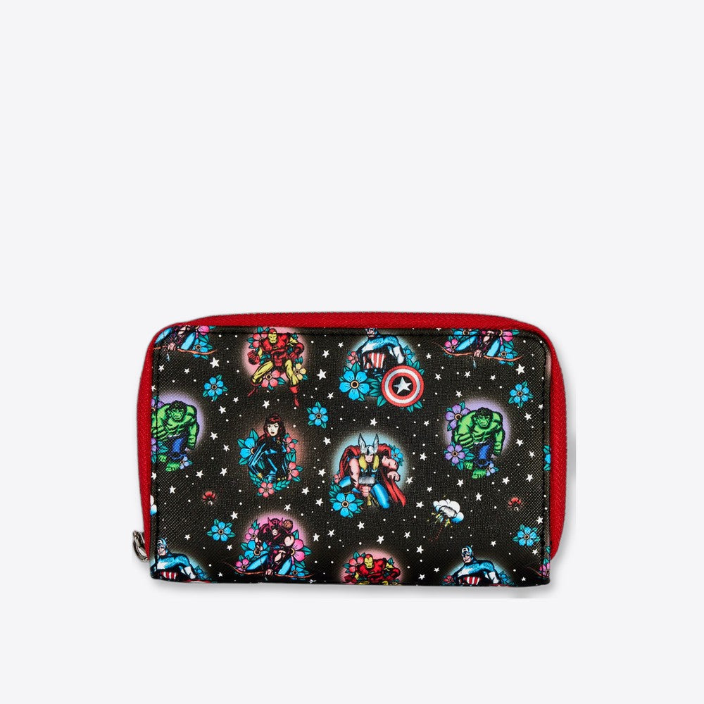 Cartera monedero loungefly funko marvel avengers tattoo zip around wallet (imagen 4 de 6)