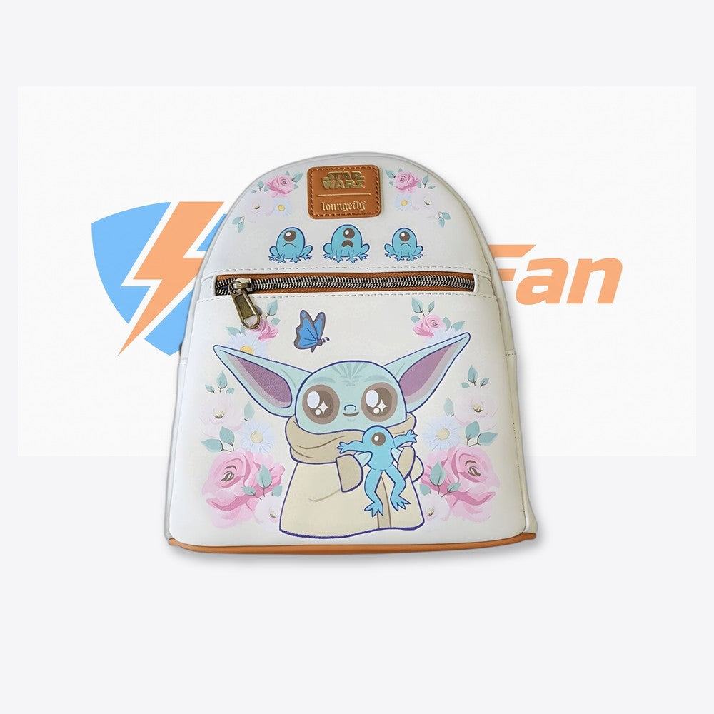 Lf | Lounfefly Mochila Lucas Grogu With Frogs Brown Trim Star Wars Loungefly 26cm (imagen 2 de 6)