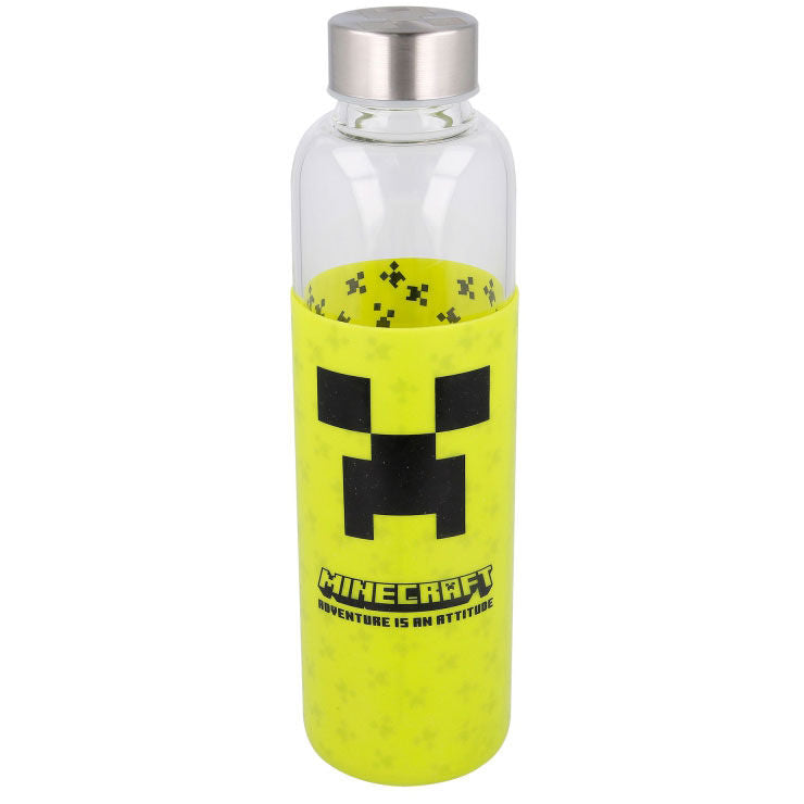 Stor Botella cristal Minecraft funda silicona 585ml