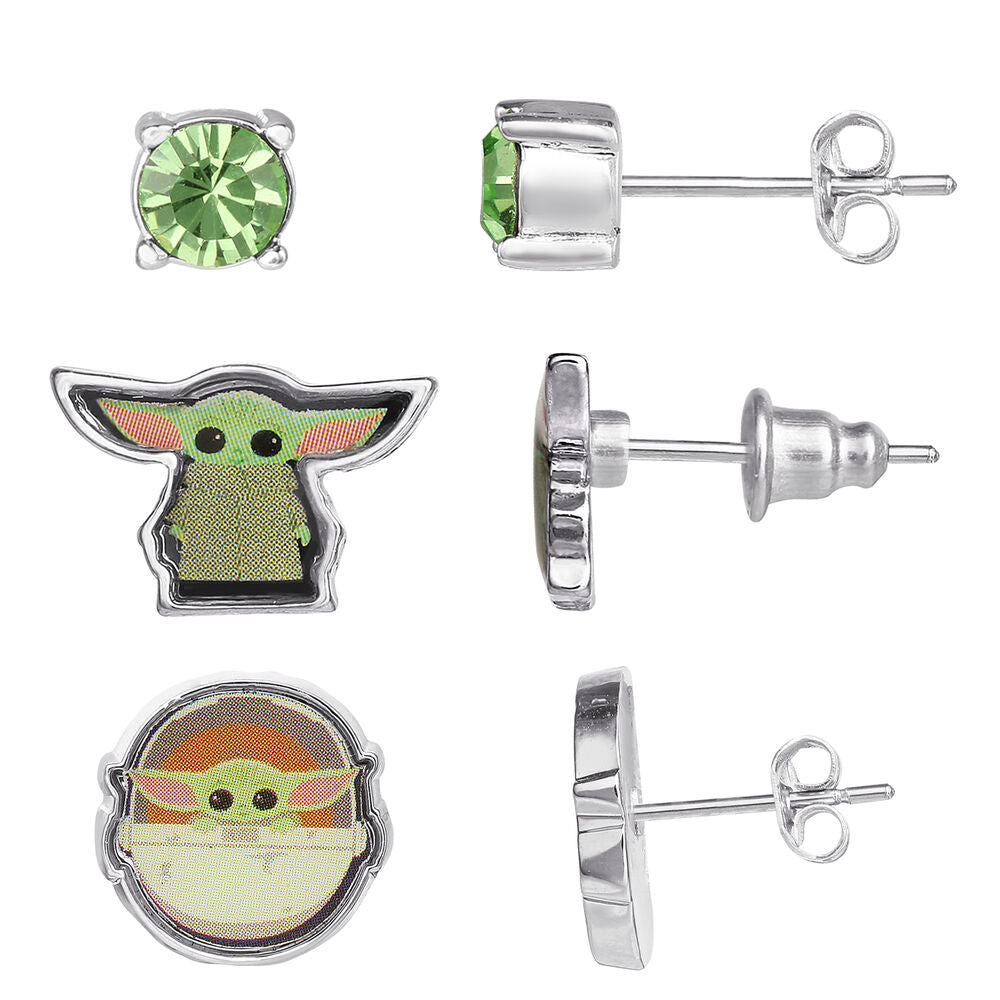 [Star Wars Mandalorian] Set 3 Pares Pendientes Grogu Baby Yoda