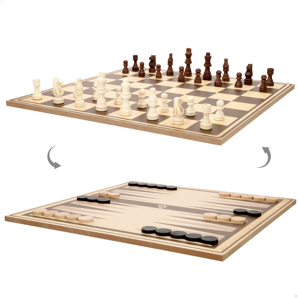 Clásico Juego de Mesa Ajedrez y Backgammon Estrategia
