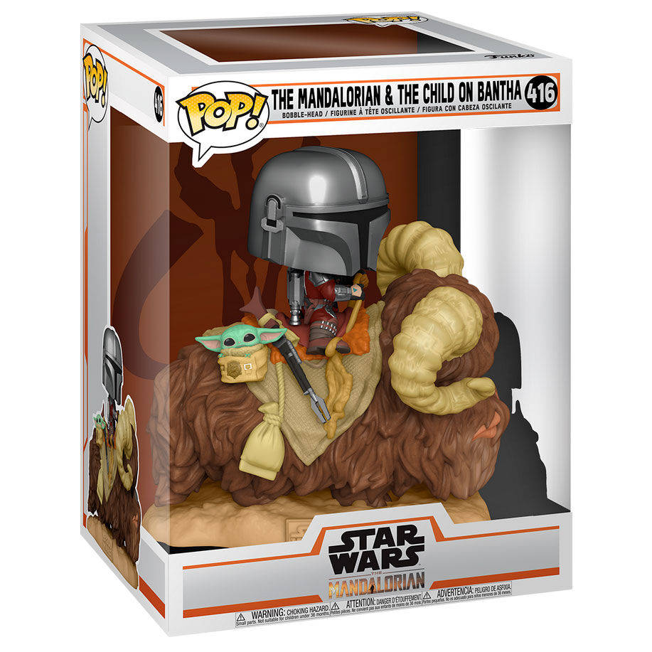 Funko Figura POP Star Wars The Mandalorian Mando on Bantha with Child in Bag (imagen 3 de 4)