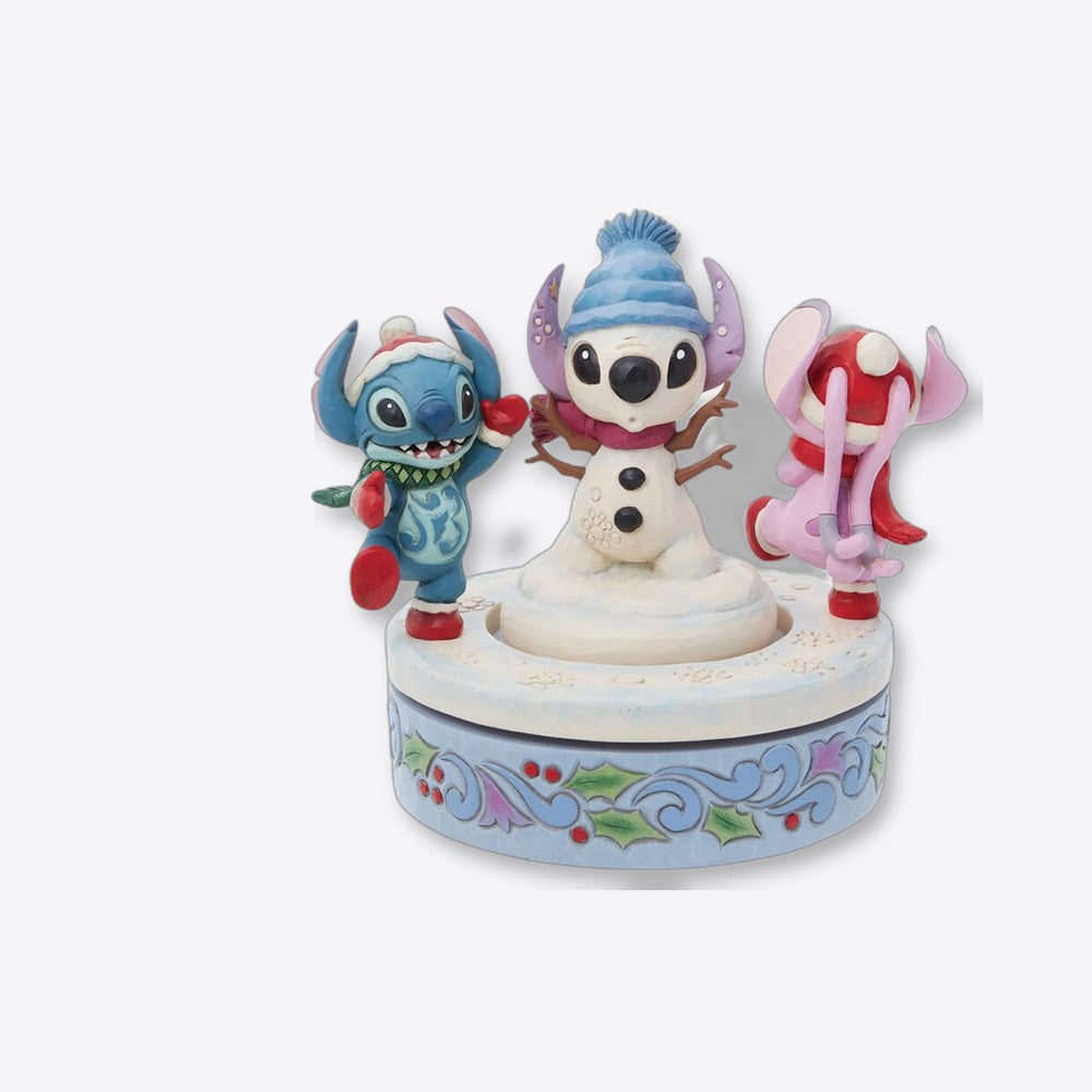 Figura decorativa enesco disney stitch y angel con muñeco de nieve rotativo (imagen 4 de 6)