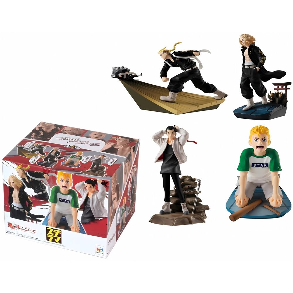 Megahouse Expositor 4 figuras Petitrama Tokyo Revengers Series Toman Heroic Scenes 8cm