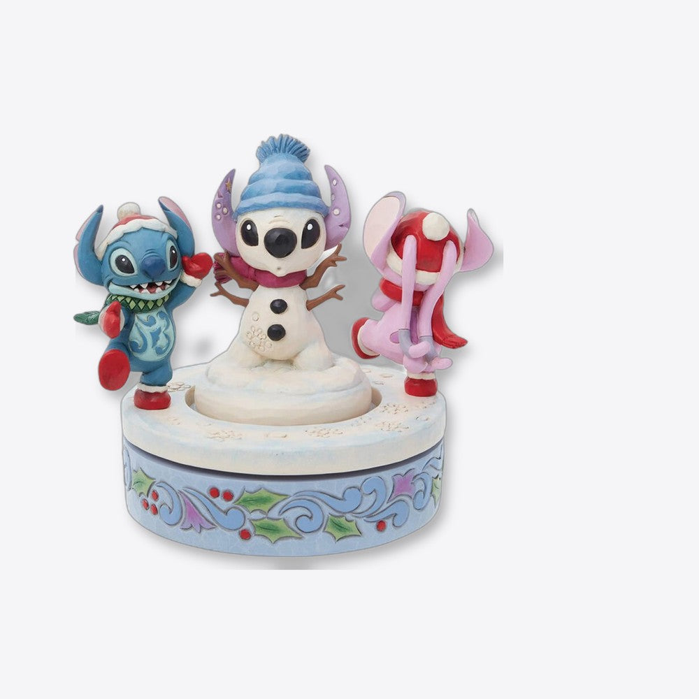 Figura decorativa enesco disney stitch y angel con muñeco de nieve rotativo (imagen 6 de 6)