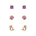 [Disney La Sirenita] Set 3 Pares Pendientes Ariel Oficial