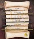 Replica the noble collection harry potter ejercito de dumbledore coleccion 6 varitas en exposicion