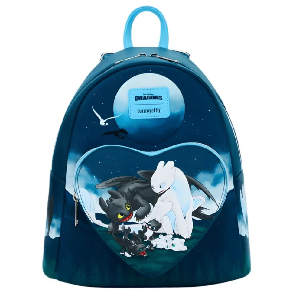 Lf | Lounfefly Mochila Toothless And Light Fury Scene Como Entrenar A Tu Dragon Loungefly 26cm