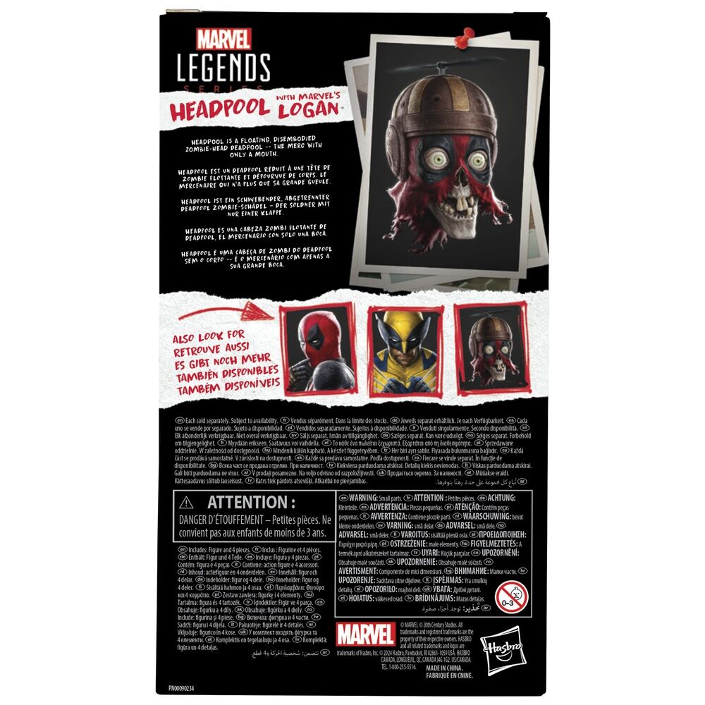 Hasbro Figura Headpool with Marvels Logan - Deadpool & Wolverine Marvel Legends Series 15cm (imagen 8 de 9)