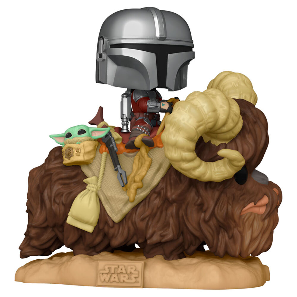 Funko Figura POP Star Wars The Mandalorian Mando on Bantha with Child in Bag