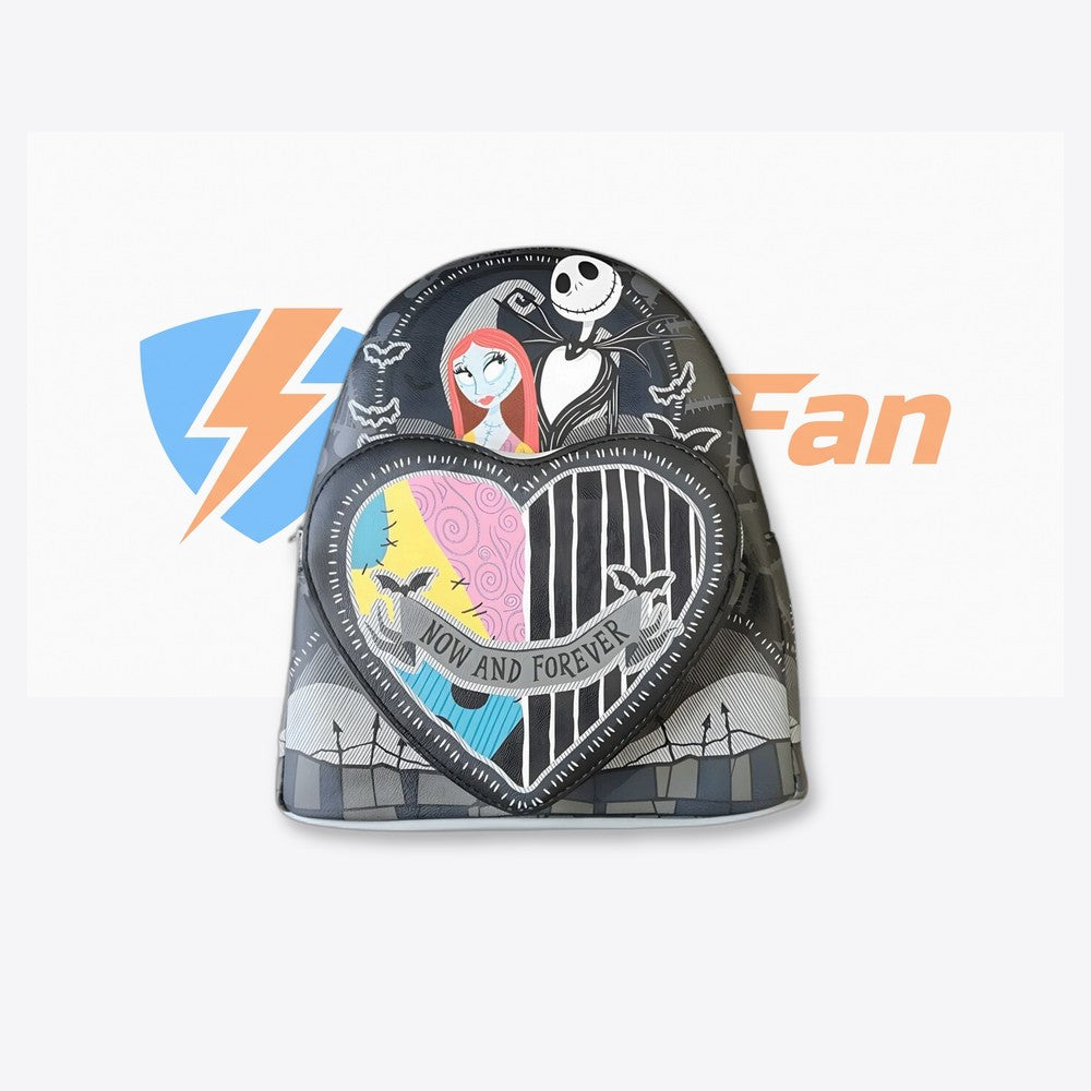 Lf | Lounfefly Mochila Corazon partido Jack y Sally  Pesadilla antes de Navidad  Loungefly 26cm (imagen 2 de 6)