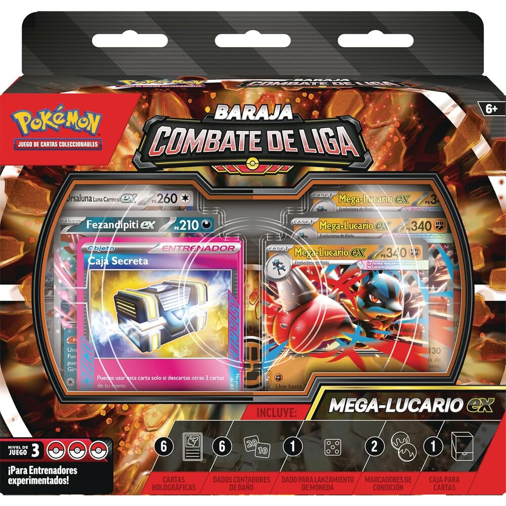 Pokemon Juego De Cartas Baraja cartas Combate de Liga de Mega-Lucario ex de JCC Pokemon español (imagen 8 de 10)
