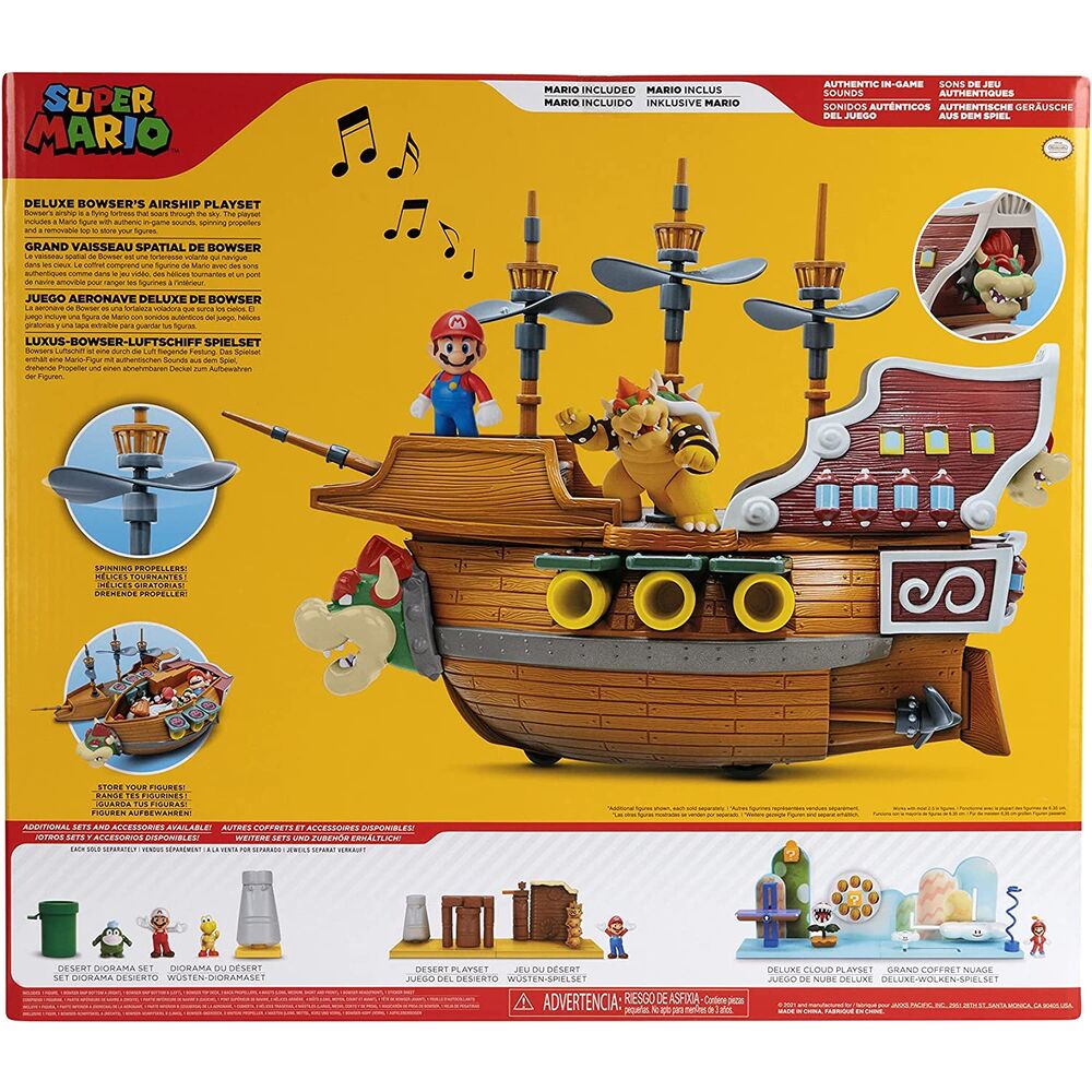 Jakks Pacific Playset Deluxe Aeronave Bowser Super Mario Nintendo (imagen 2 de 7)