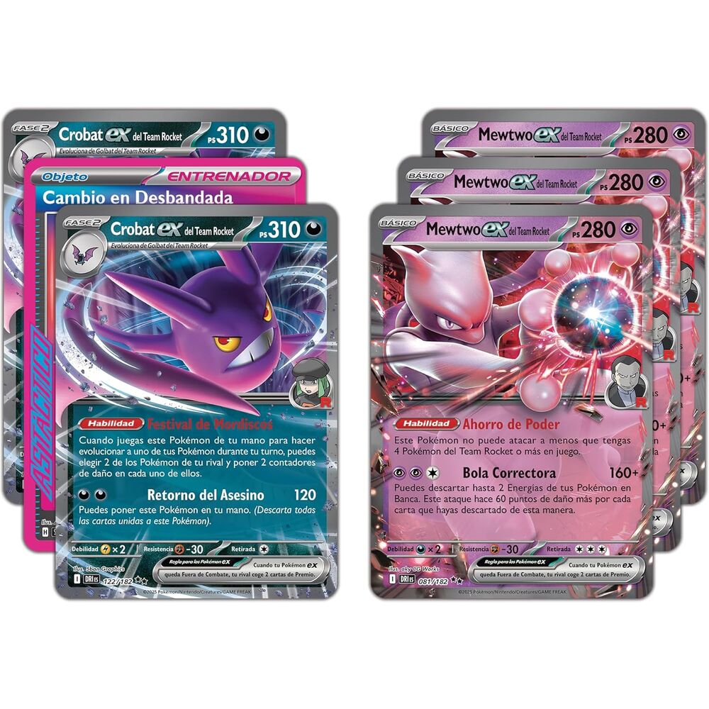 Pokemon Juego De Cartas Blister cartas Latino League Battle Deck Team Rockets Mewtwo Ex Pokemon (imagen 5 de 6)