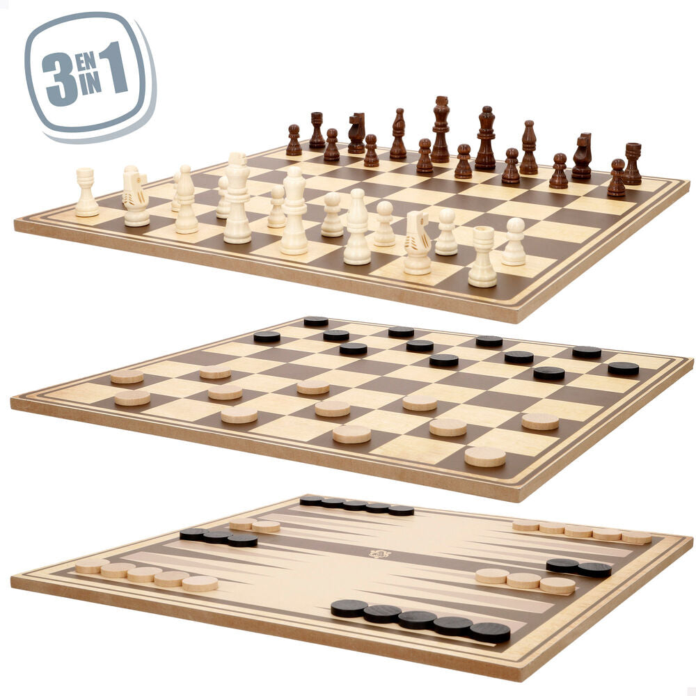 Clásico Juego de Mesa Ajedrez y Backgammon Estrategia