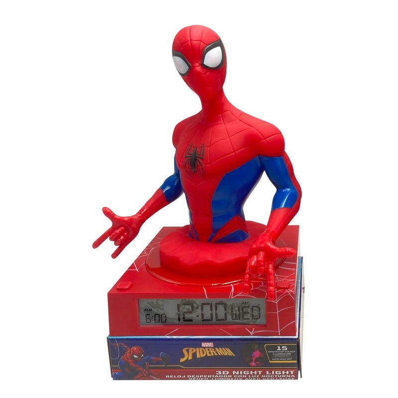 Kids Licensing Lampara 3D con despertador Spiderman Marvel (imagen 2 de 6)