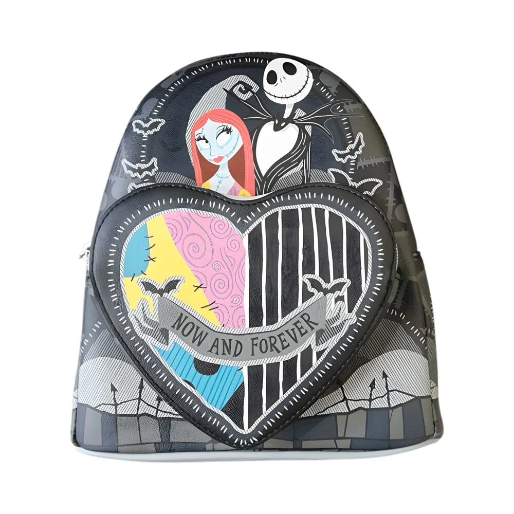 Lf | Lounfefly Mochila Corazon partido Jack y Sally  Pesadilla antes de Navidad  Loungefly 26cm