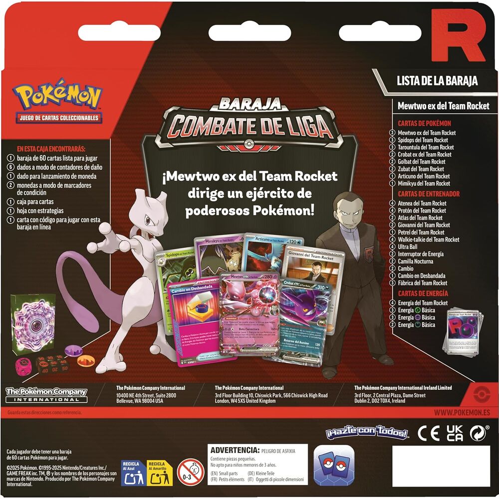 Pokemon Juego De Cartas Blister cartas Latino League Battle Deck Team Rockets Mewtwo Ex Pokemon (imagen 2 de 6)