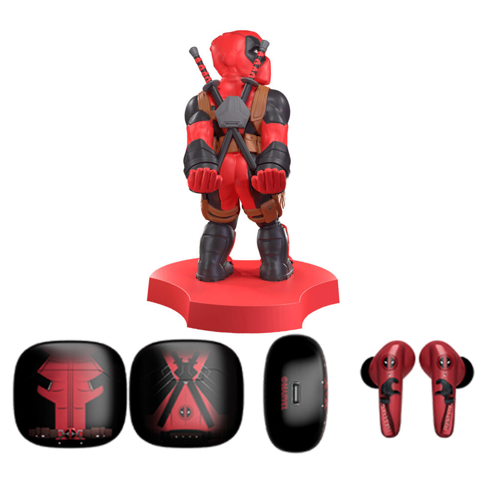 Mini Cable Guy + Auriculares Inalámbricos Deadpool Marvel | Exquisite Gaming