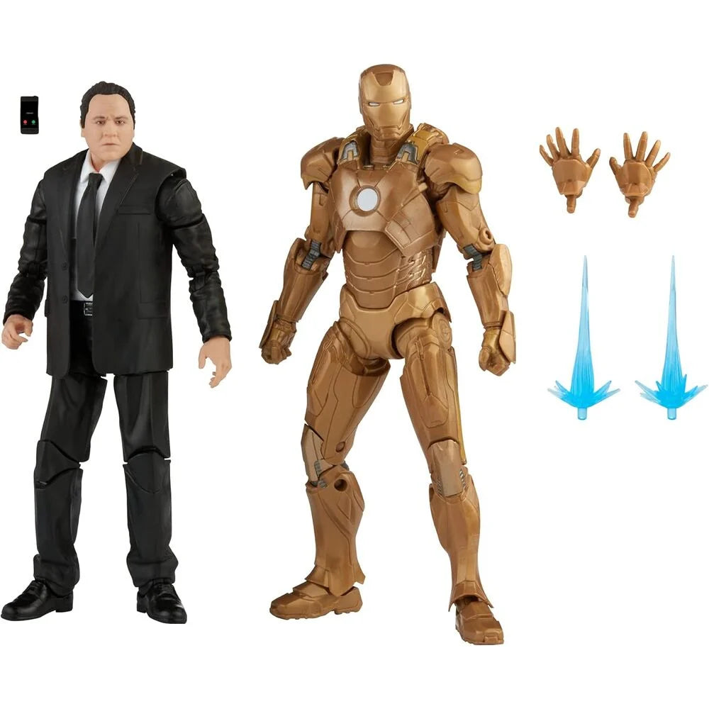 Hasbro Blister 2 figuras Happy Hogan and Iron Man Mark XXI Iron Man 3 The Infinity Saga Marvel 15cm