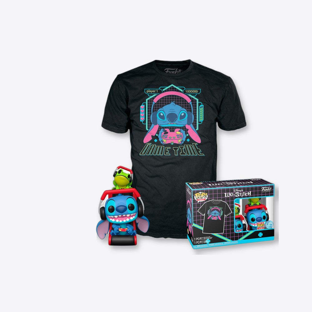 Funko Set figura POP & Tee Disney Stitch Gamer Stitch with Frog (imagen 4 de 6)