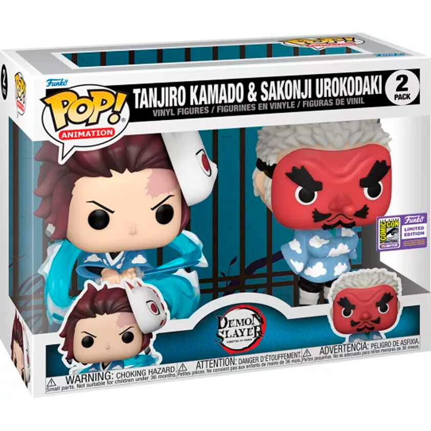 Funko Blister 2 figuras POP Demon Slayer Kimetsu no Yaiba Tanjiro Kamado & Sakonji Urokodaki