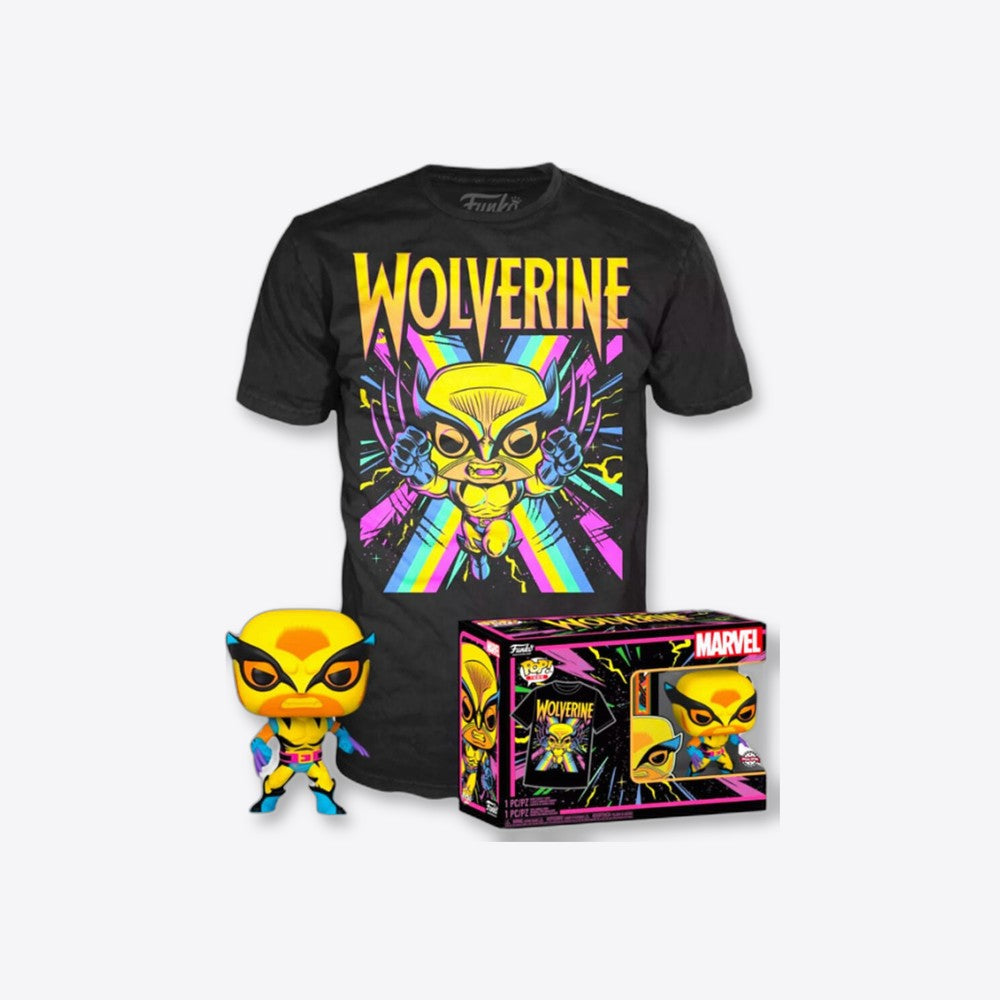 Funko Set figura POP & Tee Marvel Wolverine Black Light (imagen 2 de 6)