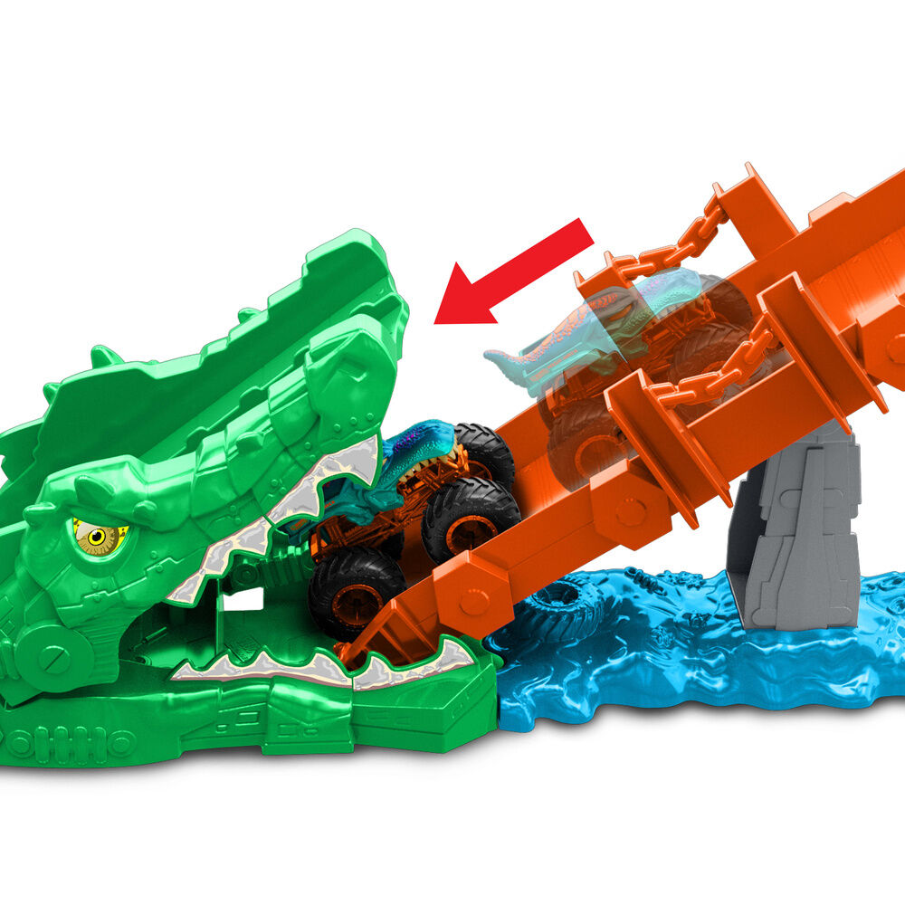 Hot Wheels Monster Trucks Pista Noquea al Cocodrilo