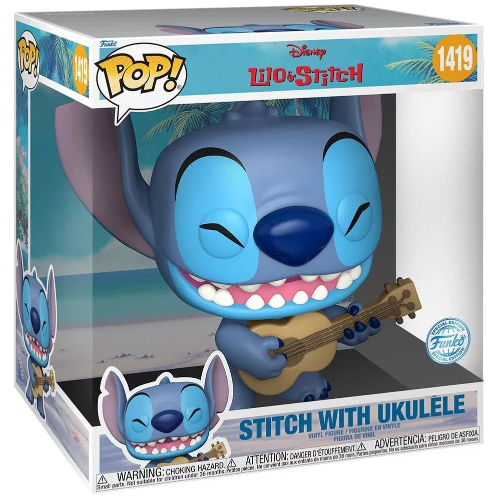 Disney Lilo & Stitch Figura POP Super Sized Stitch Ukelele 25cm Funko