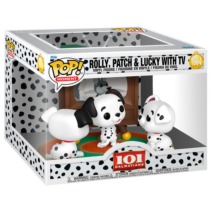 Funko Figura POP Moment Disney 101 Dalmatas Rolly Patch & Lucky with TV (imagen 2 de 3)