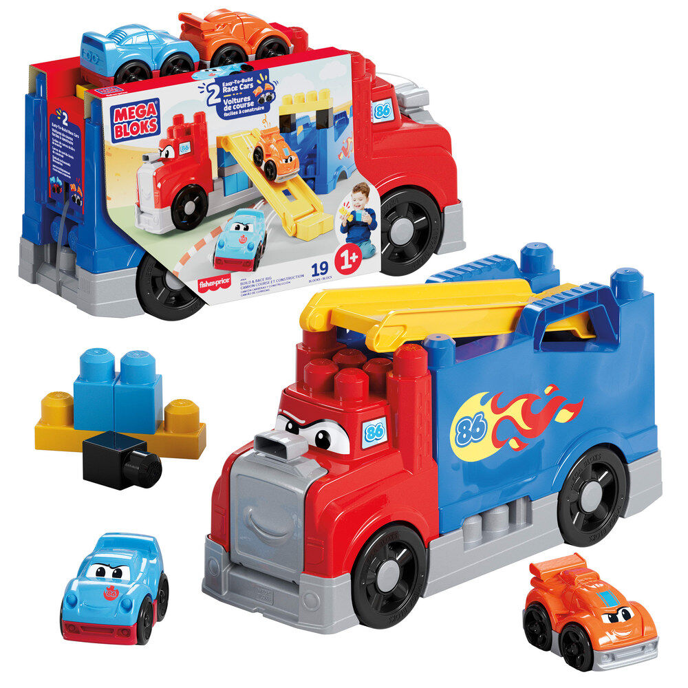 Fisher-Price Camion de Carreras y Construccion MEGA Bloks 19pzs
