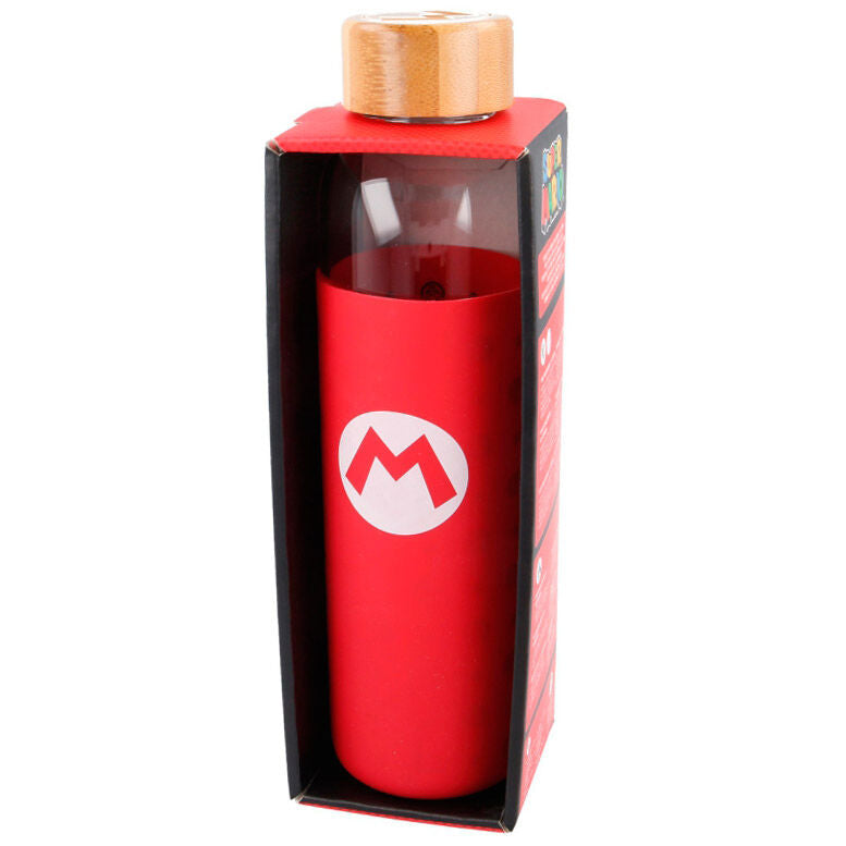 Stor Botella cristal Super Mario Bros Nintendo funda silicona 585ml