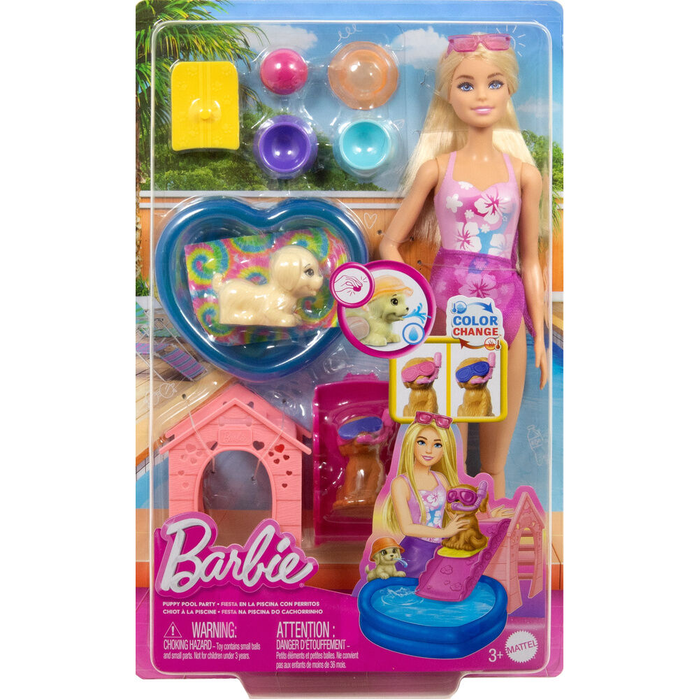 Mattel Muñeca Piscina Perritos Barbie