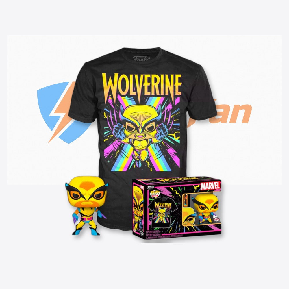 Funko Set figura POP & Tee Marvel Wolverine Black Light (imagen 2 de 6)