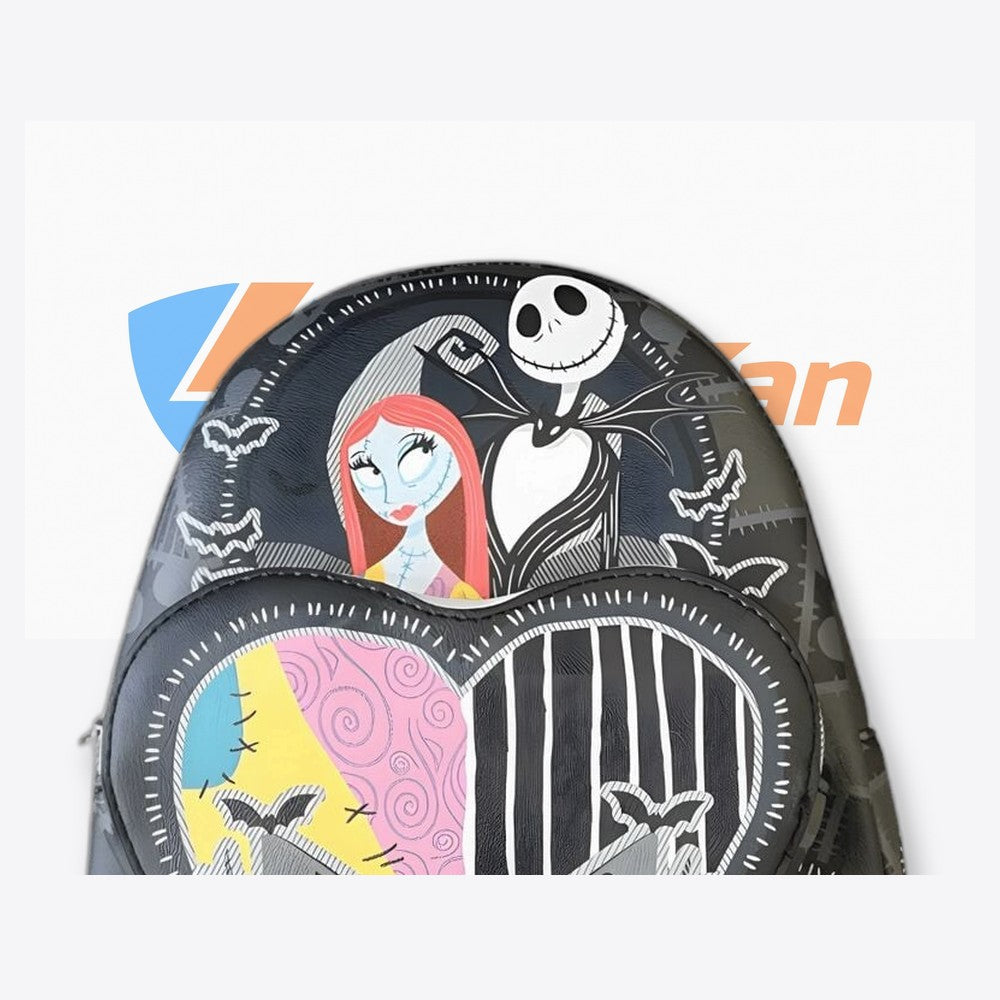 Lf | Lounfefly Mochila Corazon partido Jack y Sally  Pesadilla antes de Navidad  Loungefly 26cm (imagen 3 de 6)