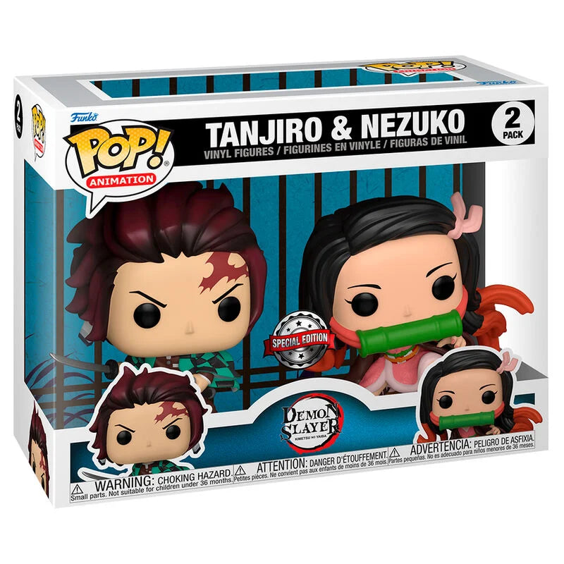 Funko Blister 2 figuras POP Demon Slayer Kimetsu no Yaiba Tanjiro & Nezuko Exclusive
