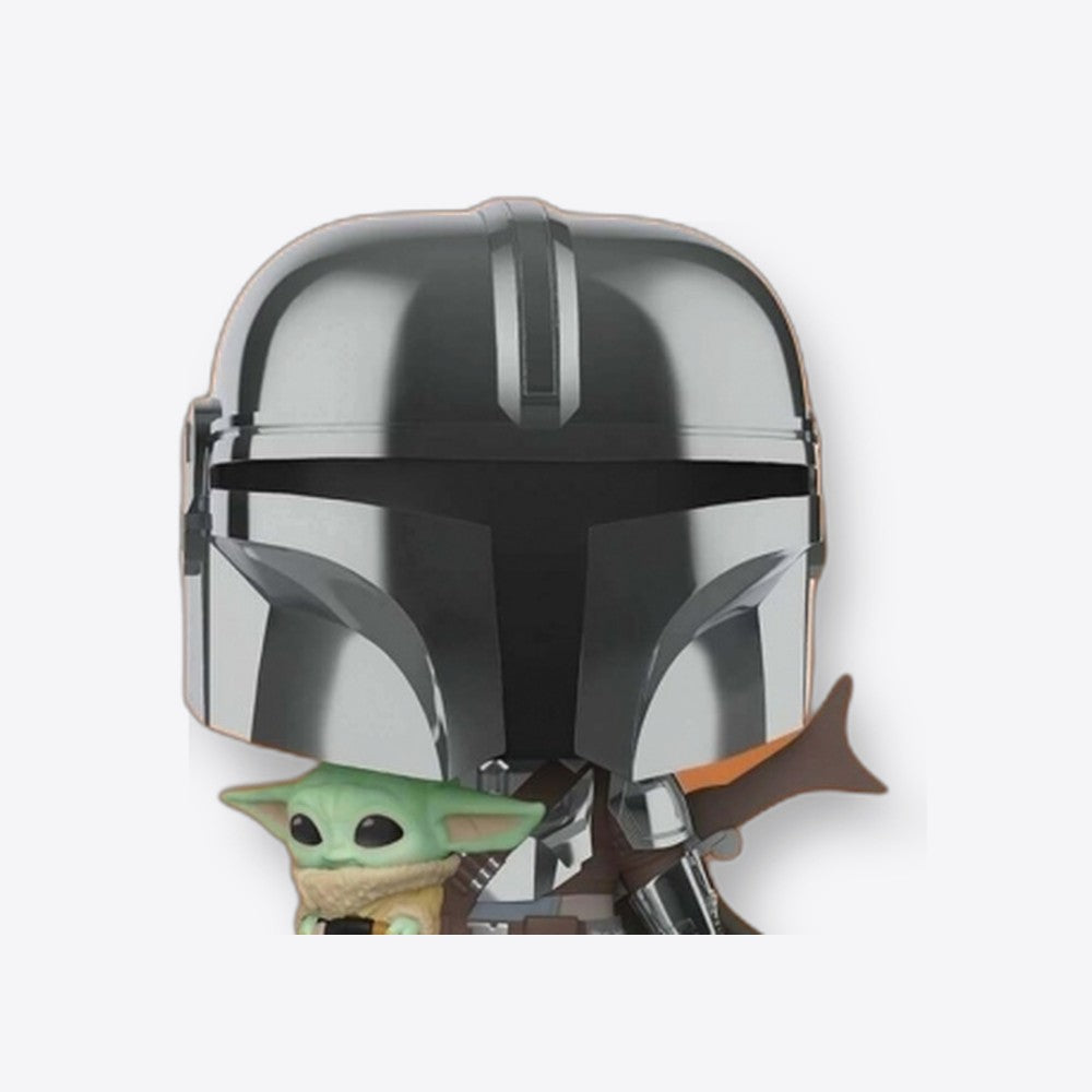 Funko pop star wars the mandalorian el mandaloriano xl version armadura cromatica con yoda en brazos 49931 (imagen 3 de 6)