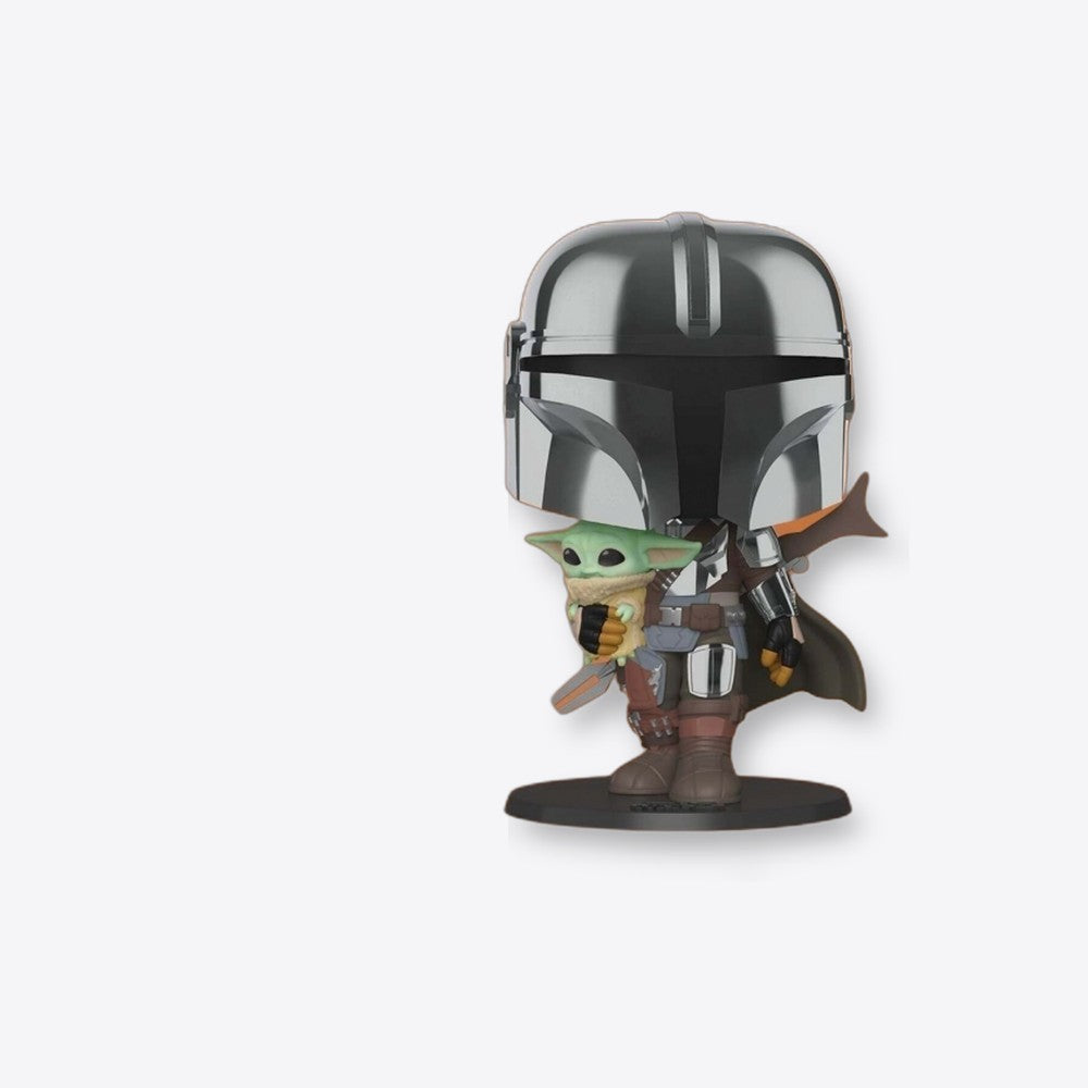 Funko pop star wars the mandalorian el mandaloriano xl version armadura cromatica con yoda en brazos 49931 (imagen 4 de 6)