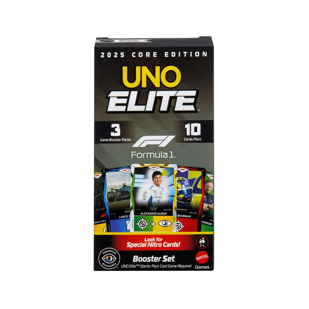 UNO Juego de Cartas Elite F1 Booster Pack Mattel